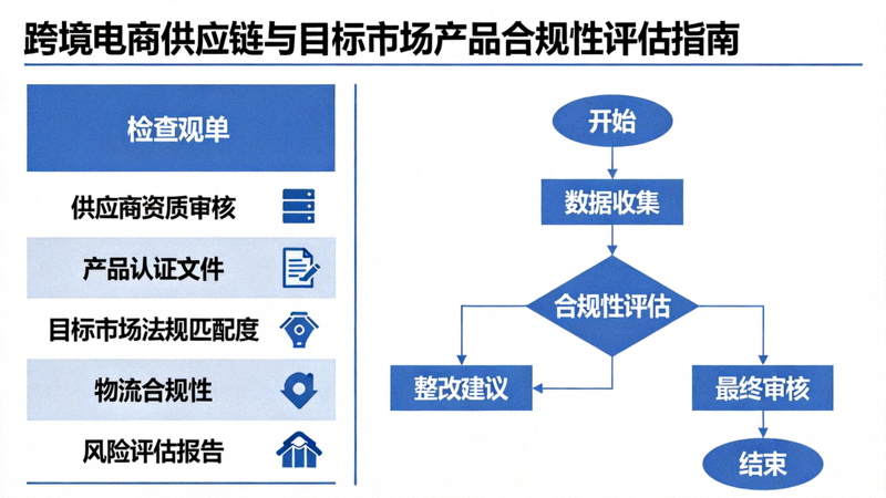 评估跨境电商供应链与目标市场产品合规性的检查清单与流程图