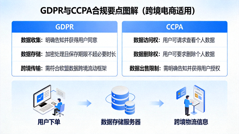 数据隐私保护法规GDPR与CCPA合规要点图解，适用于跨境电商