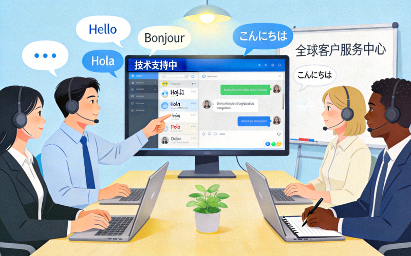 全球多语言客户服务团队协作与技术支持场景